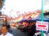 Fake market in Los Angeles Chinatown encountered on the way to Via Cafe in the Central Plaza.