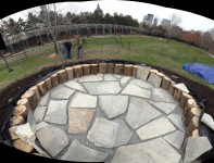 laying of the Foraging Circle slate pavers