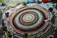 first day of rug crochet at the Walker