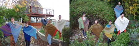 August, Wyatt, Brandon, Dan and Noah experimenting with the new knits in the garden