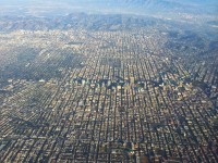 arriving to the American grid and LA from the Pacific over Mid-Wilshire, Koreatown and Hollywood 