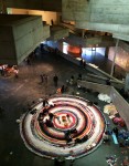 rug with crocheters and mandarines in the center 