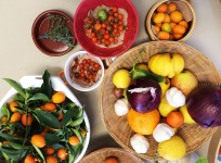 fresh local ingredients in the kitchen